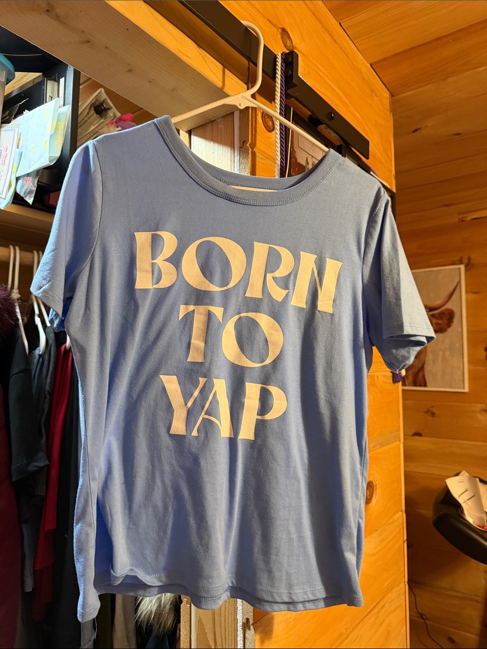 Blue 'BORN TO YAP' Graphic Tee
